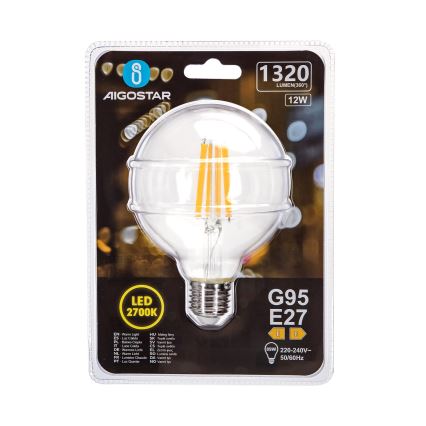 LED-pære G95 E27/12W/230V 2700K - Aigostar