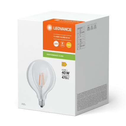 LED-pære GLOBE CLASSIC FILAMENT G125 E27/4W/230V 2700K - Ledvance