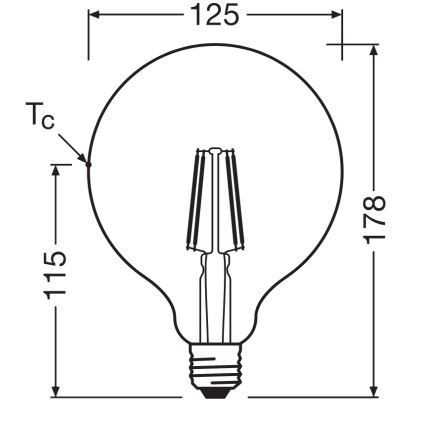 LED-pære GLOBE CLASSIC FILAMENT G125 E27/4W/230V 2700K - Ledvance