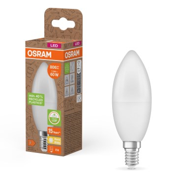 LED-pære i genbrugsplast B39 E14/7,5W/230V 2700K - Osram