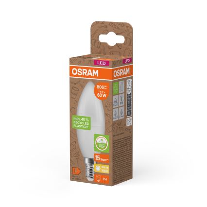 LED-pære i genbrugsplast B39 E14/7,5W/230V 2700K - Osram