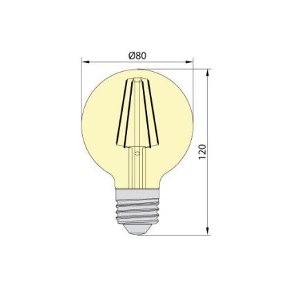 LED pære LEDSTAR AMBER G80 E27/8W/230V 2200K