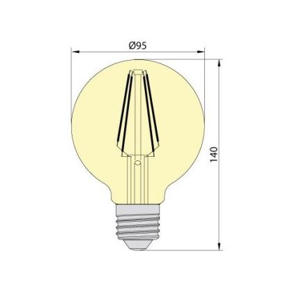 LED pære LEDSTAR AMBER G95 E27/8W/230V 2200K