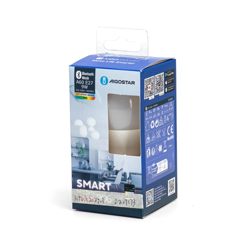 LED-pære med RGBW-farver dæmpbar MESH Smart A60 E27/9W/230V 2700-6500K - Aigostar