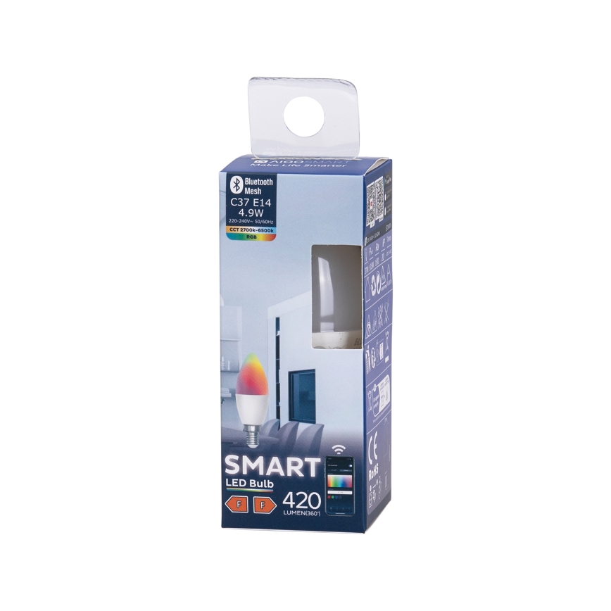 LED-pære med RGBW-farver dæmpbar C37 E14/4,9W/230V 2700-6500K - Aigostar