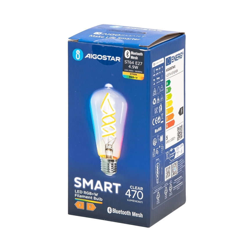 LED-pære med RGBW-farver dæmpbar FILAMENT MESH Smart ST64 E27/4,9W/230V 2700K - Aigostar