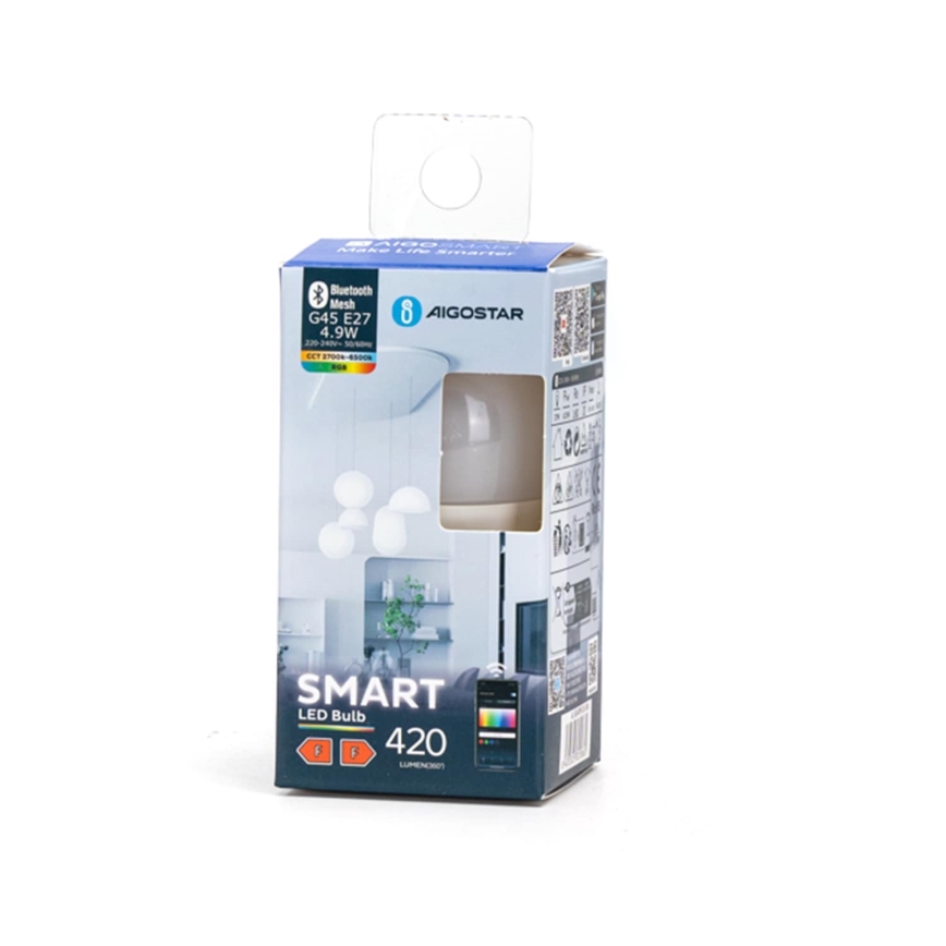 LED-pære med RGBW-farver dæmpbar MESH Smart G45 E27/4,9W/230V 2700-6500K - Aigostar