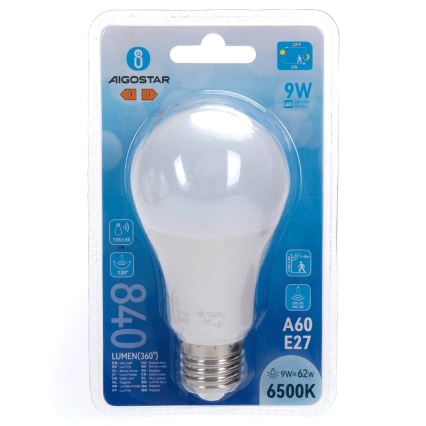 LED-pære med bevægelses- og skumringssensor A60 E27/9W/230V 6500K - Aigostar