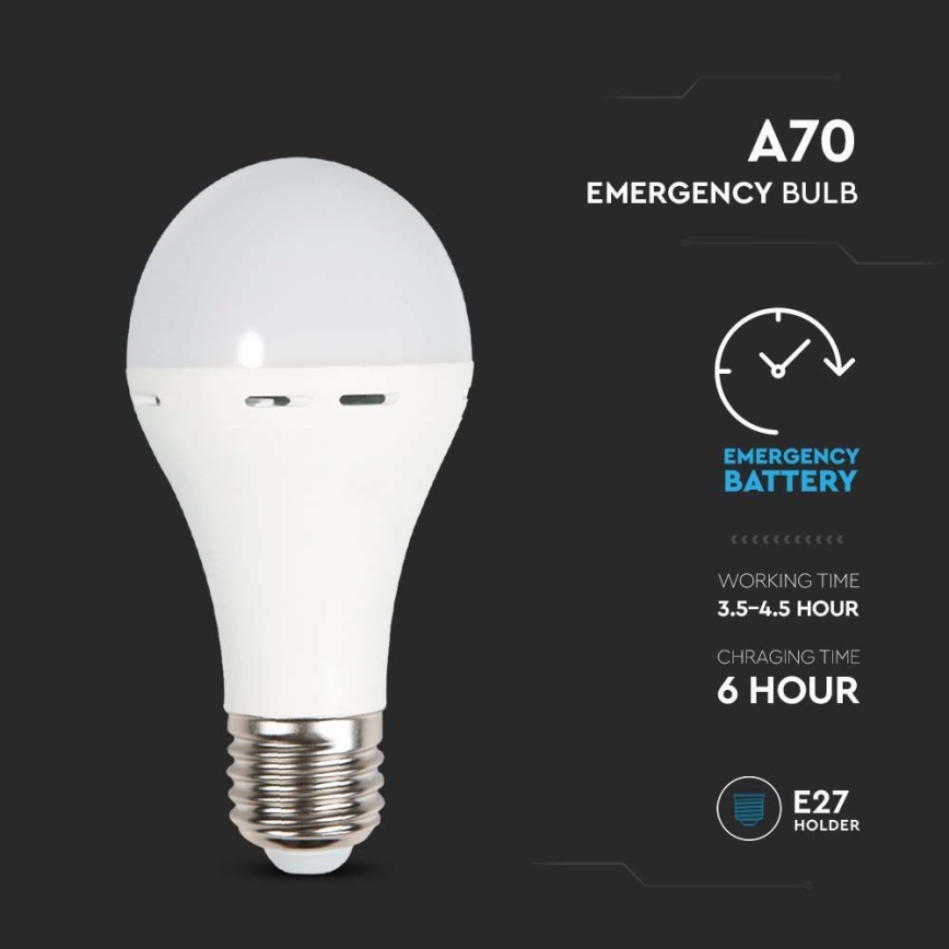 LED Pære med nødtilstand A70 E27/9W/230V 4000K