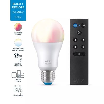 LED-pære med RGBW-farver dæmpbar A60 E27/8,5W/230V 2200-6500K  CRI 90 Wi-Fi + fjernbetjening - WiZ