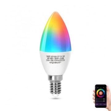 LED-pære med RGBW-farver dæmpbar C37 E14/5W/230V 3000-6500K Wi-Fi - Aigostar