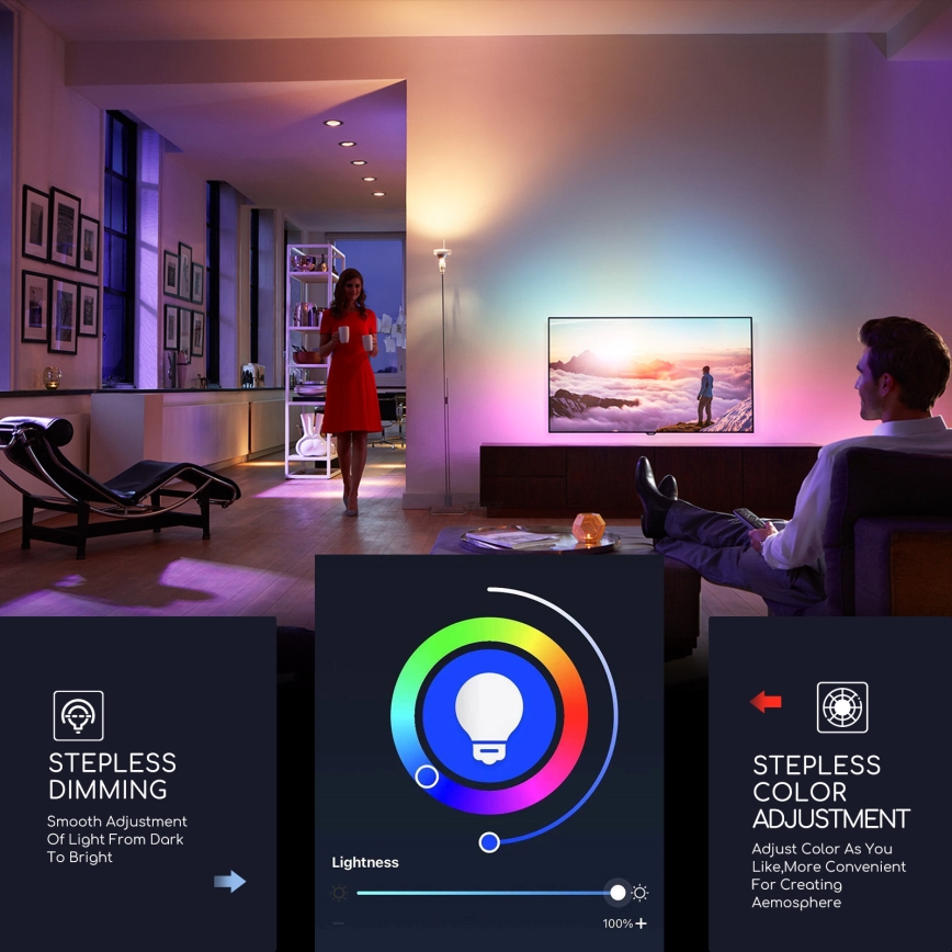 LED-pære med RGBW-farver dæmpbar C37 E14/5W/230V 3000-6500K Wi-Fi - Aigostar