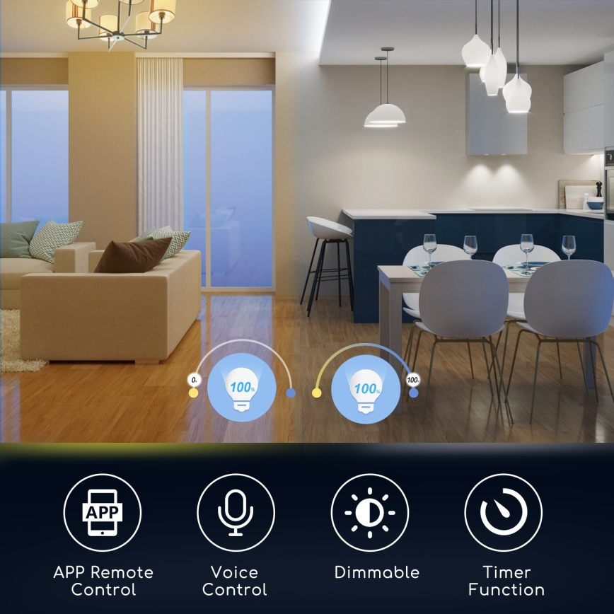 LED-pære med RGBW-farver dæmpbar C37 E14/5W/230V 3000-6500K Wi-Fi - Aigostar