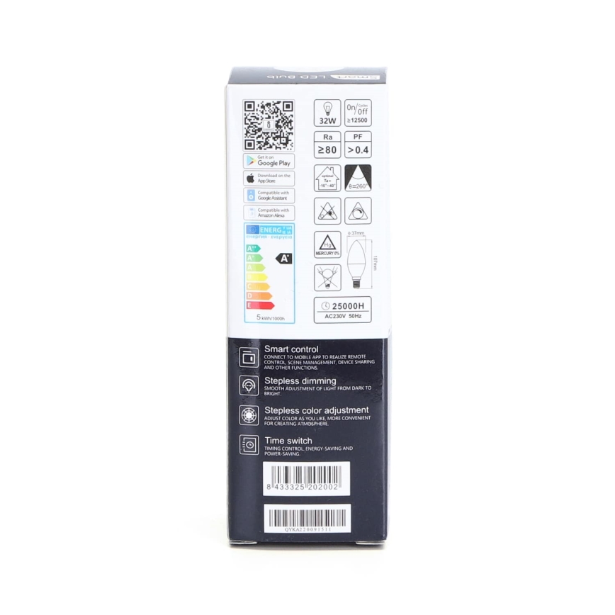 LED-pære med RGBW-farver dæmpbar C37 E14/5W/230V 3000-6500K Wi-Fi - Aigostar