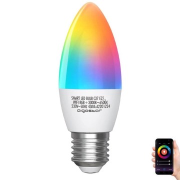 LED-pære med RGBW-farver dæmpbar C37 E27/5W/230V 3000-6500K Wi-Fi - Aigostar