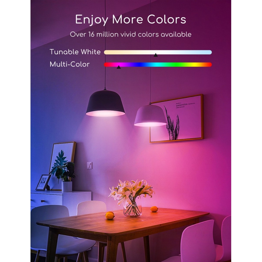 LED-pære med RGBW-farver dæmpbar C37 E27/7W/230V 3000-6500K Wi-Fi - Aigostar