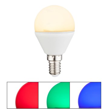 LED-pære med RGBW-farver dæmpbar E14/4,9W/230V 2700K + fjernbetjening - Globo