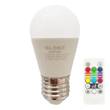 LED-pære med RGBW-farver dæmpbar E27/6W/230V 3000K + fjernbetjening - Globo