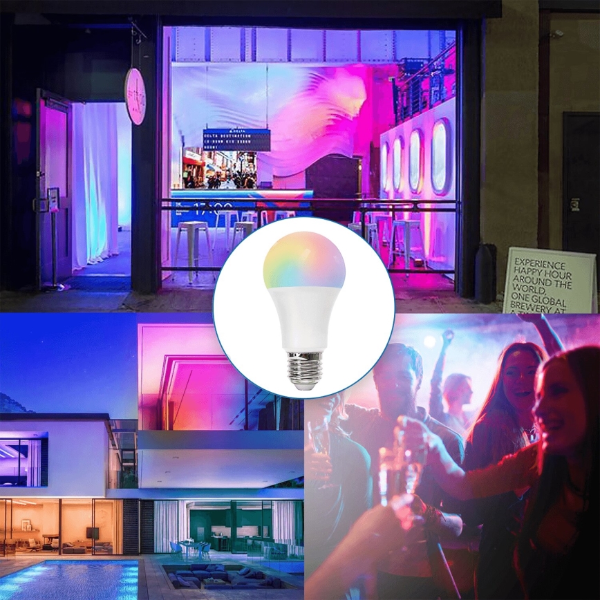 LED-pære med RGBW-farver dæmpbar E27/8W/230V 3000K + fjernbetjening - Aigostar