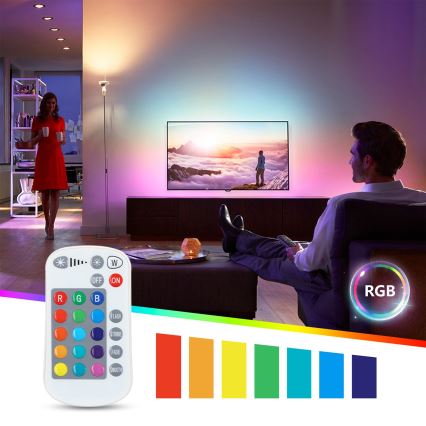 LED-pære med RGBW-farver dæmpbar E27/8W/230V 3000K + fjernbetjening - Aigostar