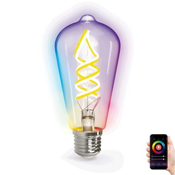 LED-pære med RGBW-farver dæmpbar FILAMENT ST64 E27/4,9W/230V 2700-6500K Wi-Fi - Aigostar