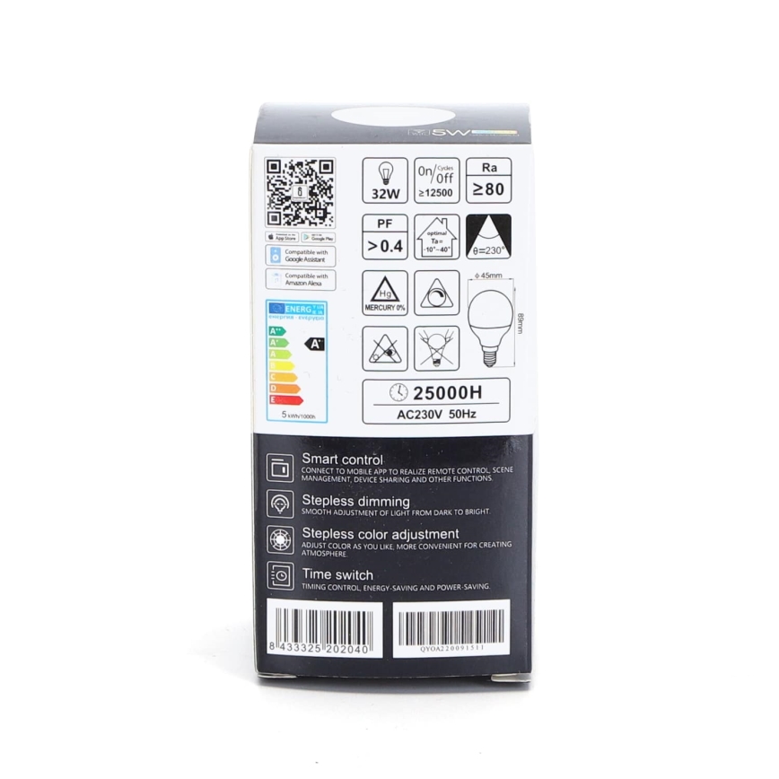 LED-pære med RGBW-farver dæmpbar G45 E14/5W/230V 3000-6500K Wi-Fi - Aigostar