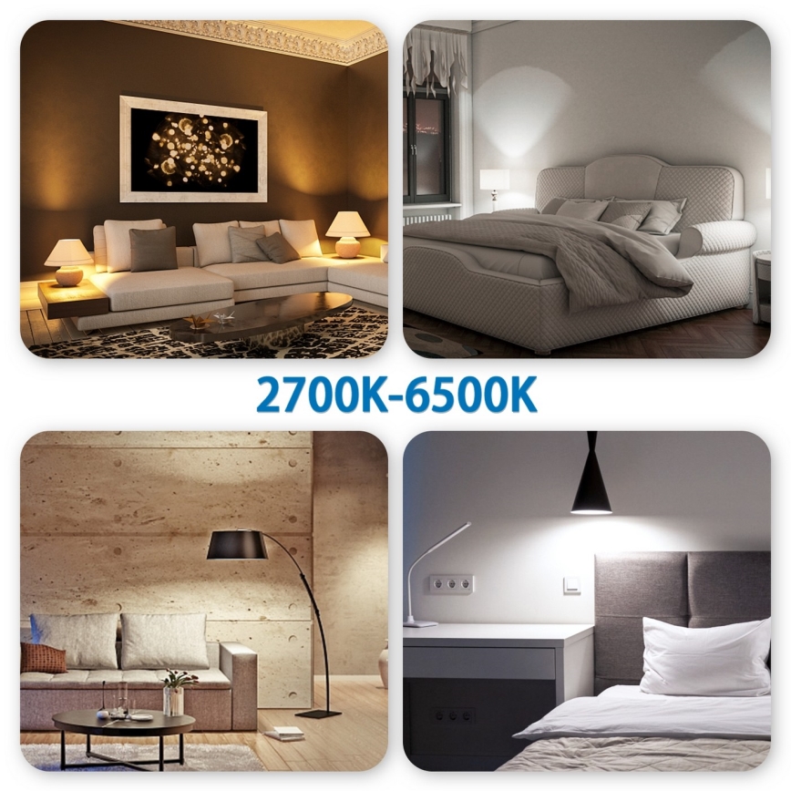LED-pære med RGBW-farver dæmpbar G45 E27/6,5W/230V 2700-6500K Wi-Fi - Aigostar