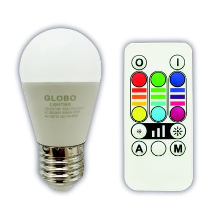 LED-pære med RGBW-farver dæmpbar E27/6W/230V 3000K + fjernbetjening - Globo