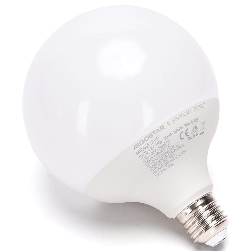 LED-pære med RGBW-farver dæmpbar MESH G120 E27/18W/230V 6500K + fjernbetjening - Aigostar