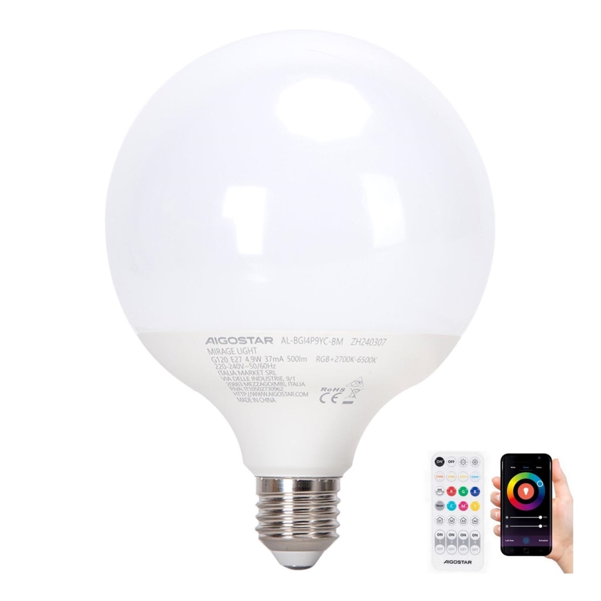 LED-pære med RGBW-farver dæmpbar MESH G120 E27/4,9W/230V 2700-6500K + fjernbetjening - Aigostar