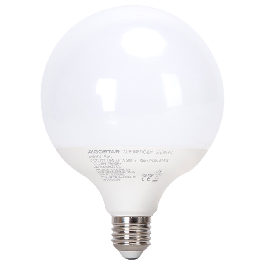 LED-pære med RGBW-farver dæmpbar MESH G120 E27/4,9W/230V 2700-6500K + fjernbetjening - Aigostar