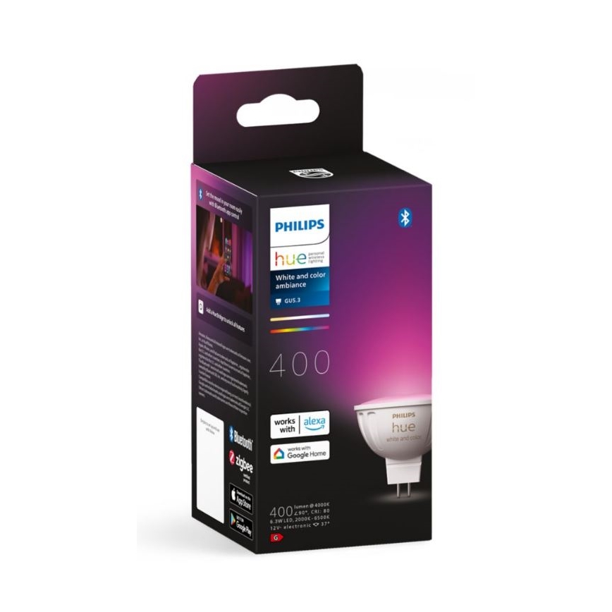 LED-pære med RGBW-farver dæmpbar Philips Hue White And Color Ambiance GU5,3/MR16/6,3W/12V 2000-6500K