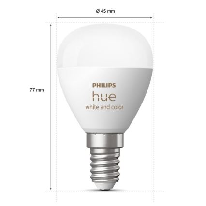 LED-pære med RGBW-farver dæmpbar Philips Hue White And Color Ambiance P45 E14/5,1W/230V 2000-6500K