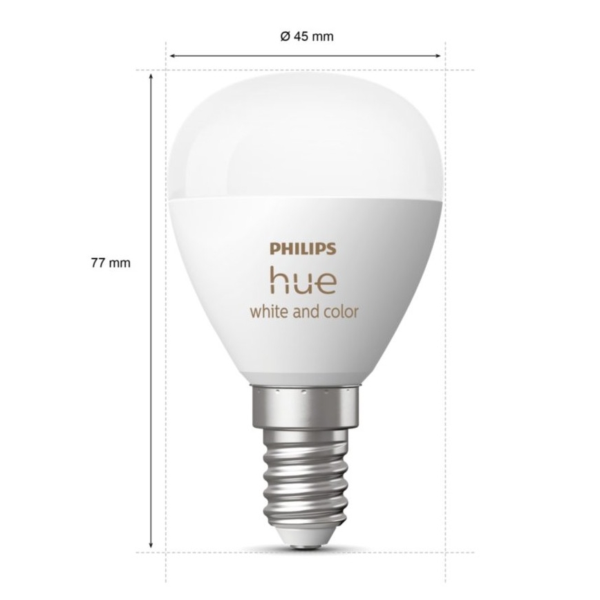 LED-pære med RGBW-farver dæmpbar Philips Hue White And Color Ambiance P45 E14/5,1W/230V 2000-6500K