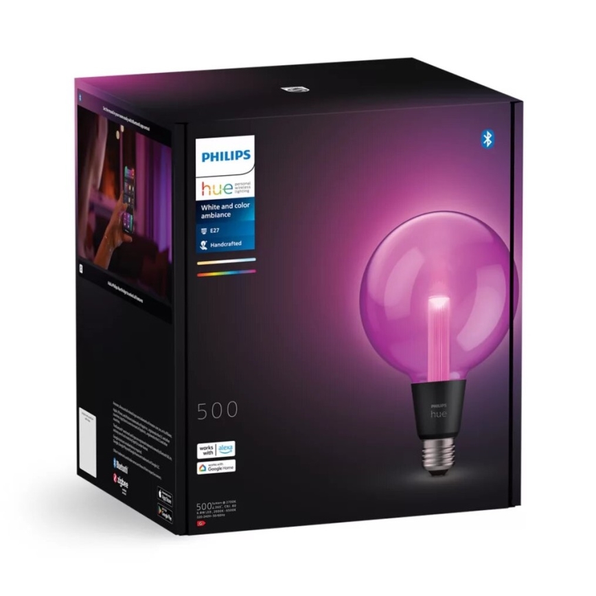 LED-pære med RGBW-farver dæmpbar Philips Hue White And Color Ambiance G125 E27/6,8W/230V 2000-6500K