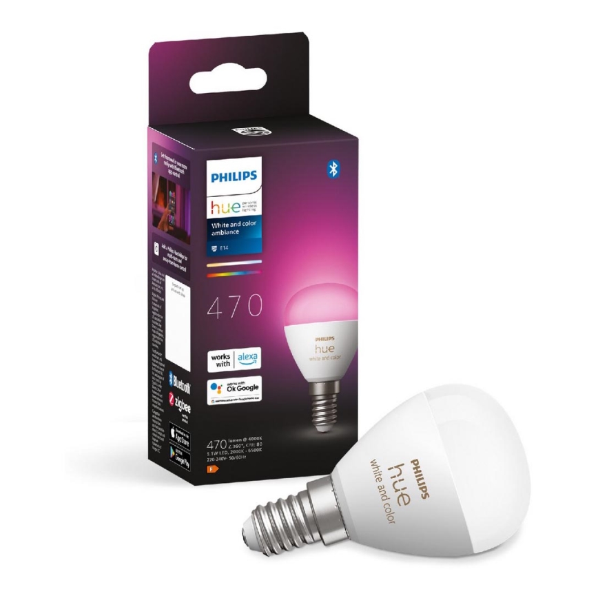 LED-pære med RGBW-farver dæmpbar Philips Hue White And Color Ambiance P45 E14/5,1W/230V 2000-6500K