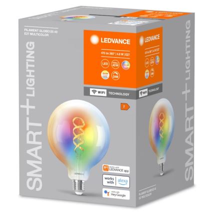 LED-pære med RGBW-farver dæmpbar SMART+ FILAMENT E27/4,8W/230V 2700-6500K Wi-Fi - Ledvance