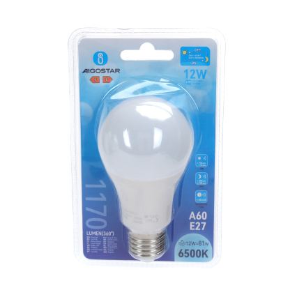 LED-pære med skumringssensor A60 E27/12W/230V 6500K - Aigostar