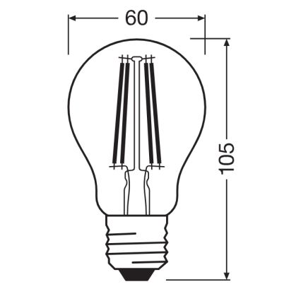 LED-pære med skumringssensor CLASSIC FILAMENT A60 E27/7,3W/230V 2700K - Osram