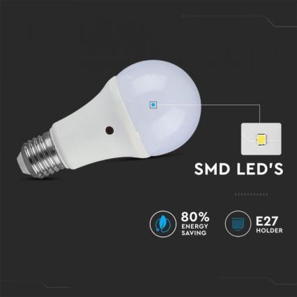 LED-pære med skumringssensor E27/9W/230V 6000K