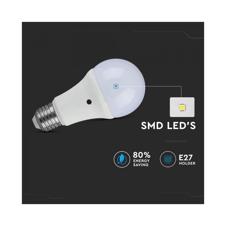 LED-pære med skumringssensor E27/9W/230V 6000K