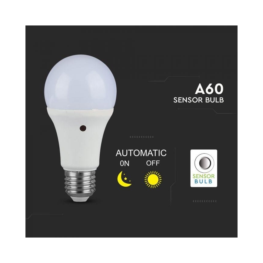 LED-pære med skumringssensor E27/9W/230V 6000K
