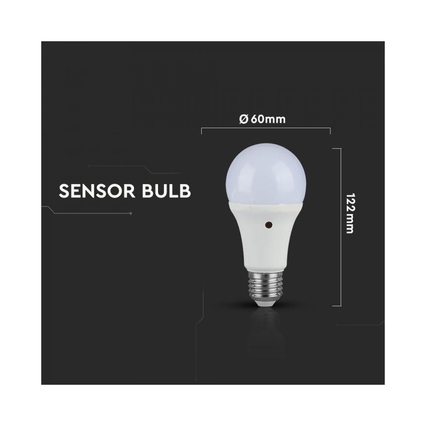 LED-pære med skumringssensor E27/9W/230V 6000K