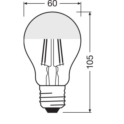 LED-pære med spejlet top FILAMENT E27/6,5W/230V 2700K sølv- Osram