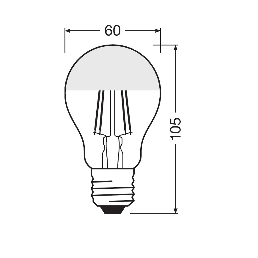 LED-pære med spejlet top FILAMENT E27/6,5W/230V 2700K sølv- Osram