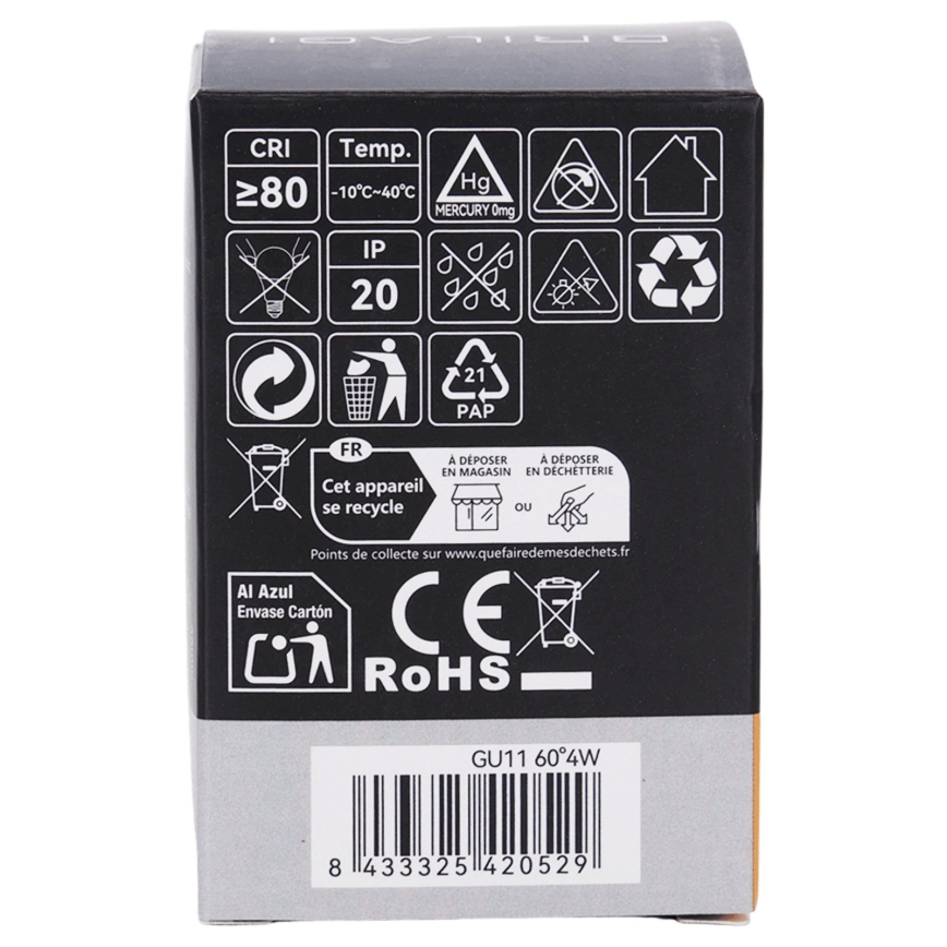 LED-pære MR11 GU10/4W/230V 3000K 60° sort - BRILAGI