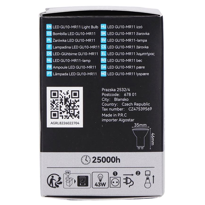 LED-pære MR11 GU10/4W/230V 3000K 60° sort - BRILAGI