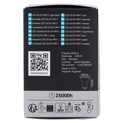 LED-pære MR11 GU10/4W/230V 3000K sort - BRILAGI