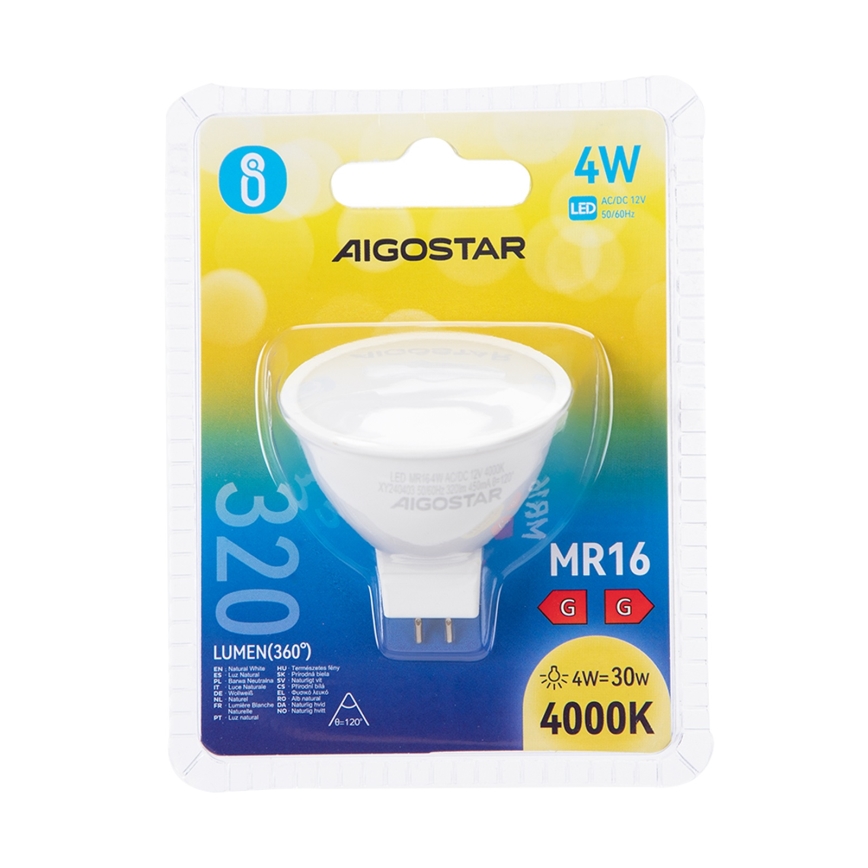 LED-pære MR16 GU5,3/4W/12V 4000K - Aigostar