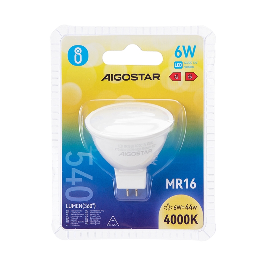 LED-pære MR16 GU5,3/6W/12V 4000K - Aigostar